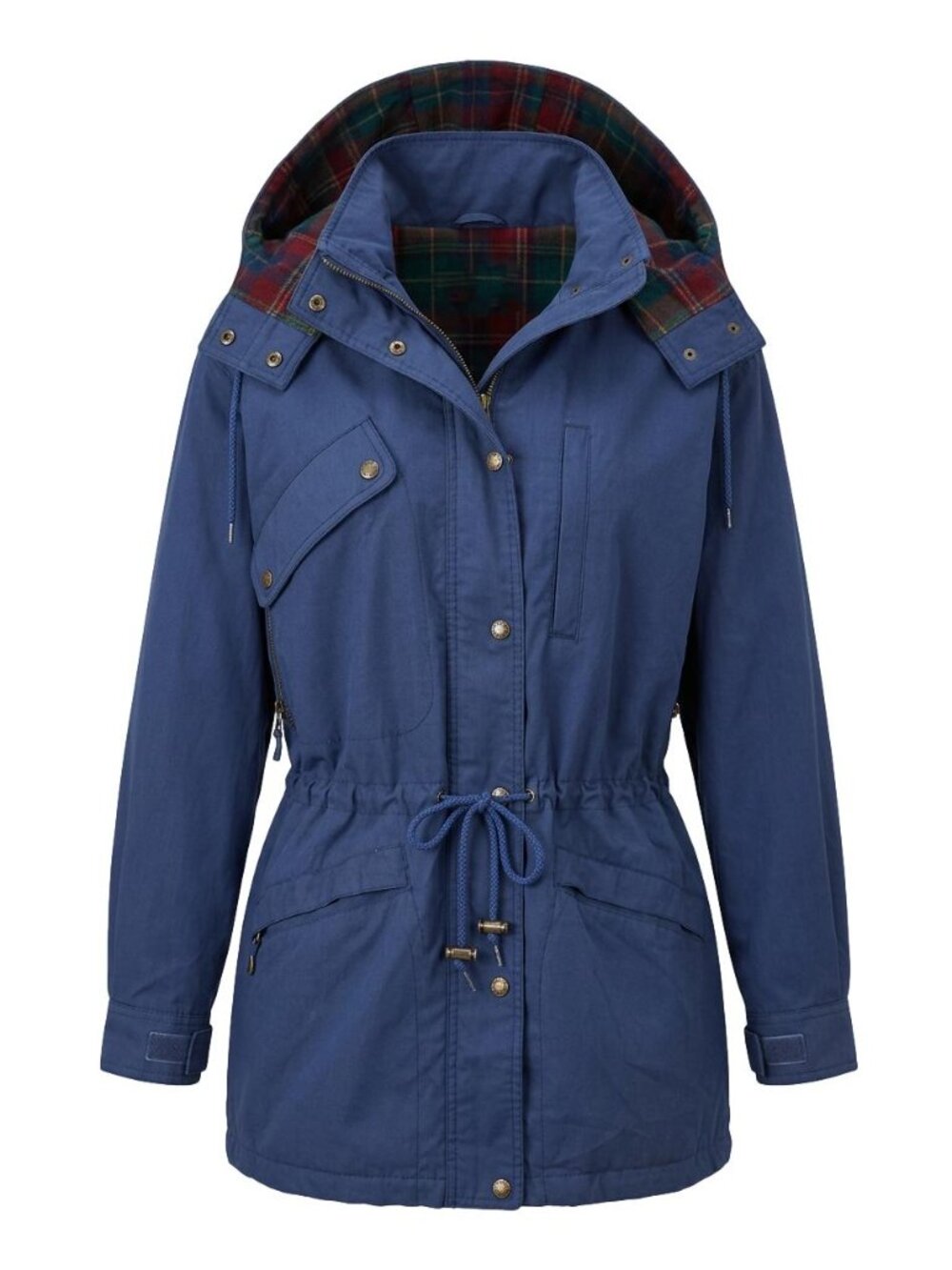 Vintage Eddie Bauer Mountain Parka Blue Plaid Wool Lined Hooded Utility Jacket L